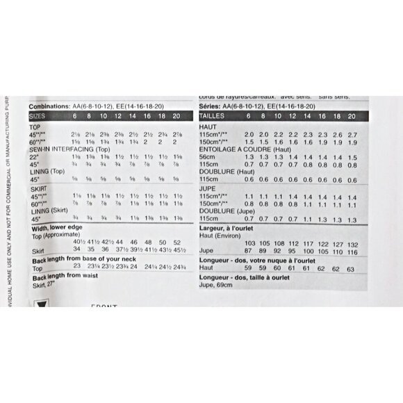 Vogue V8355 Sewing Pattern Peplum Top Straight Skirt Womens size 6 8 10 12 - Picture 4 of 5